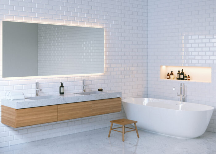 Minimalist,Elegance,Bathroom,Interior.,3d,Render.